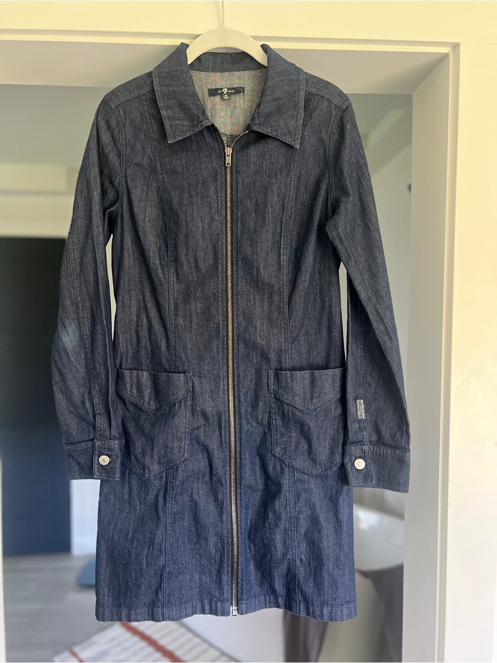 7 For All Mankind Luxe Vintage Denim Dress Medium - Picture 2 of 7